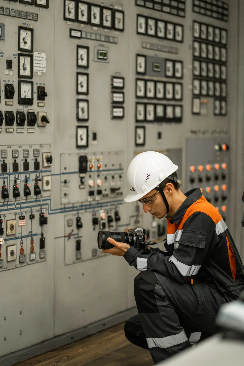 Our videographer shooting a control panel wall